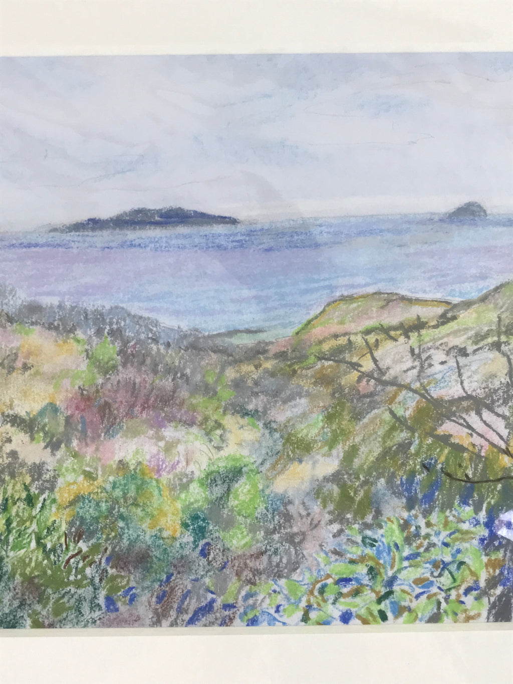 Japanese Colorful Ocean View Pastel Drawing Art Signed Yoshihiro Hagino FL345