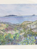 Japanese Colorful Ocean View Pastel Drawing Art Signed Yoshihiro Hagino FL345