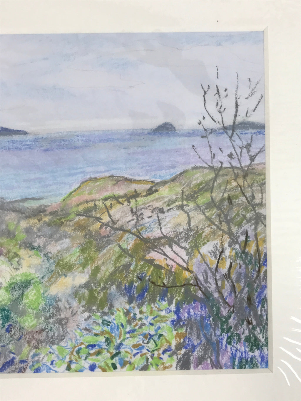 Japanese Colorful Ocean View Pastel Drawing Art Signed Yoshihiro Hagino FL345