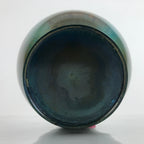 Japanese Coppe Flower Vase Gosho Kyoto Round Iridescent Green W/Box Kabin PX732