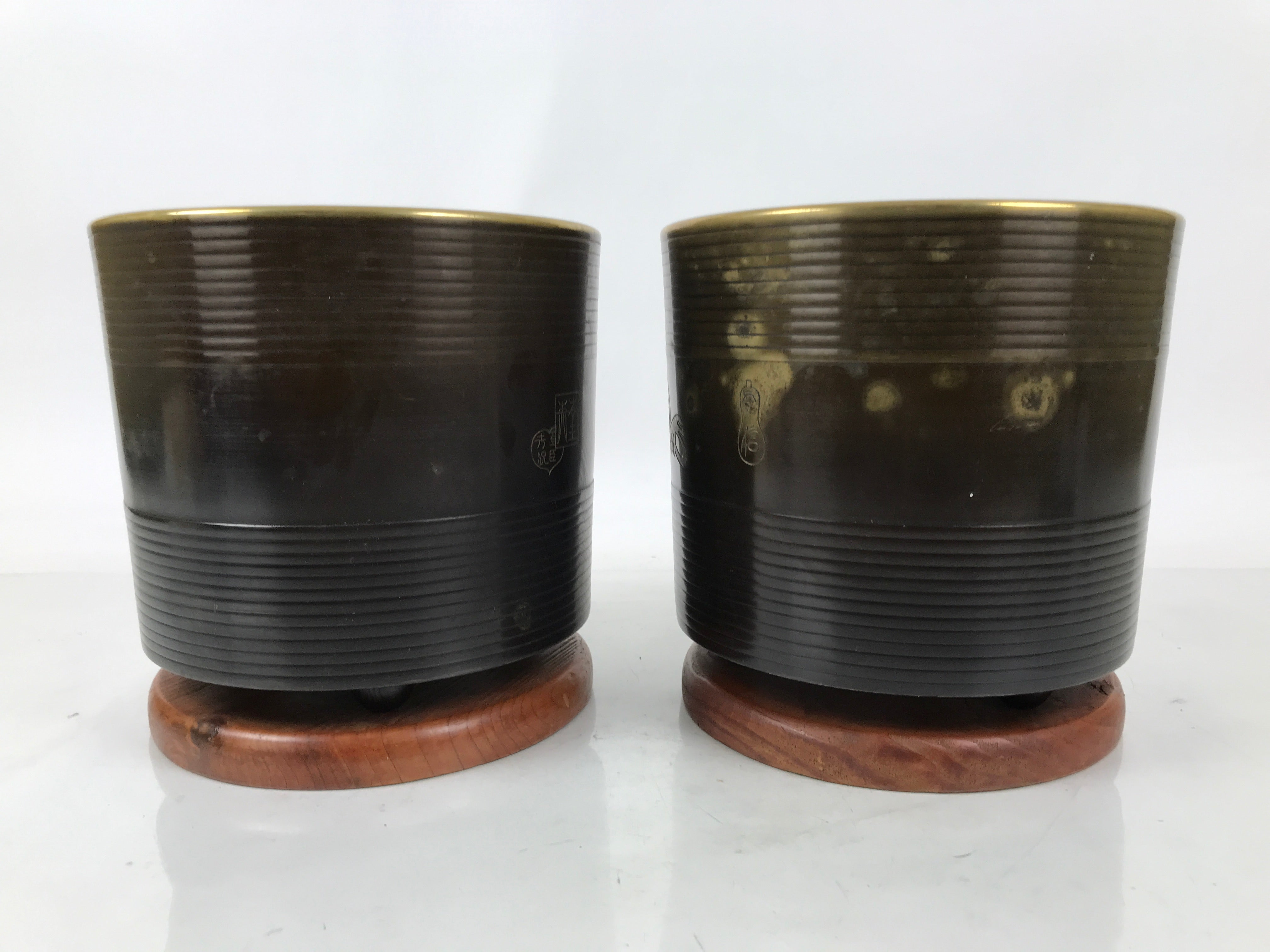 Japanese Copper Brazier Fire Pit 2pc Set Vtg Hibachi Sentoku Wooden Box PX794