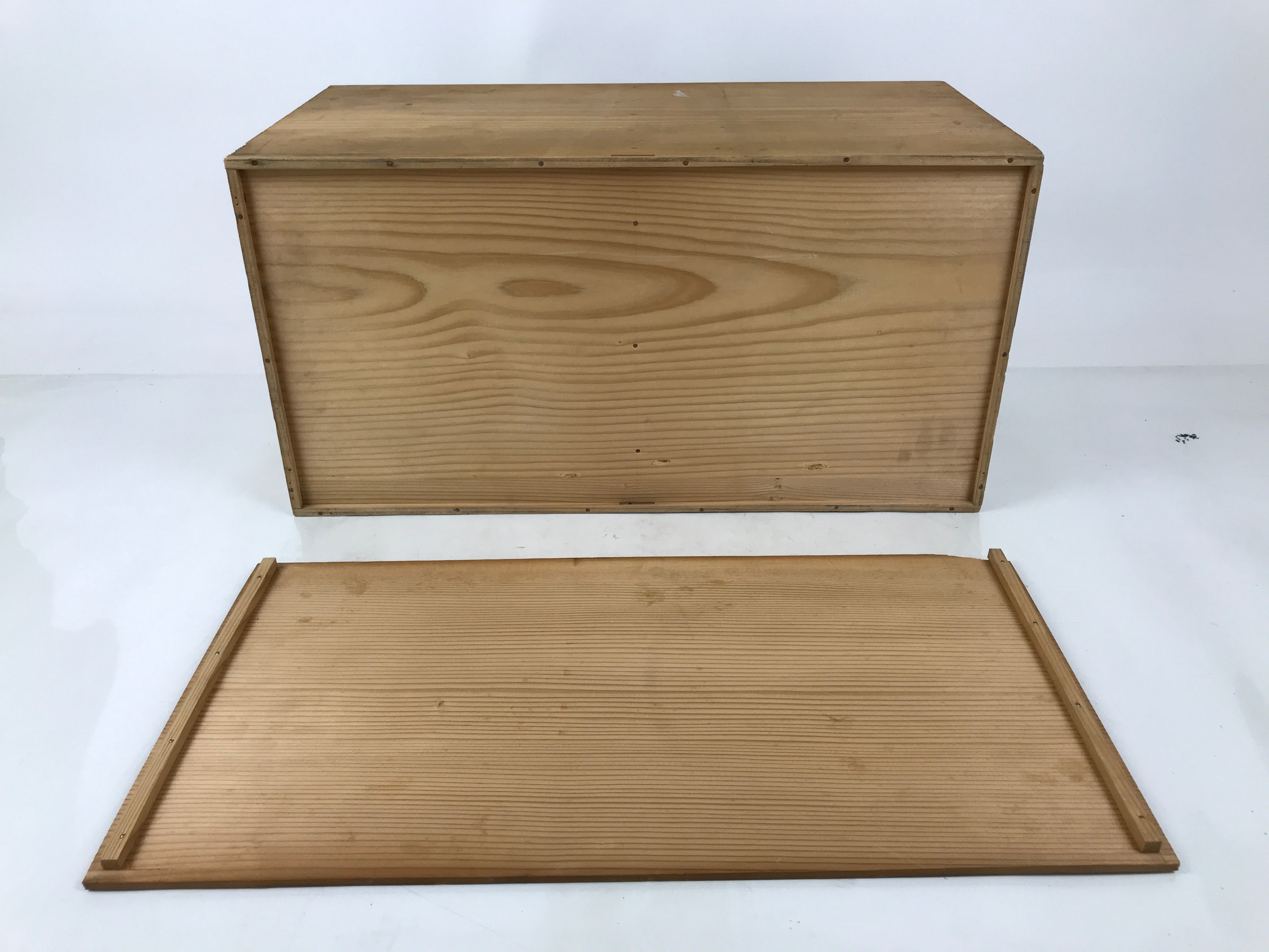 Japanese Copper Brazier Fire Pit 2pc Set Vtg Hibachi Wood Box Brown PX795