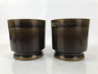 Japanese Copper Brazier Fire Pit 2pc Set Vtg Hibachi Wood Box Brown PX795