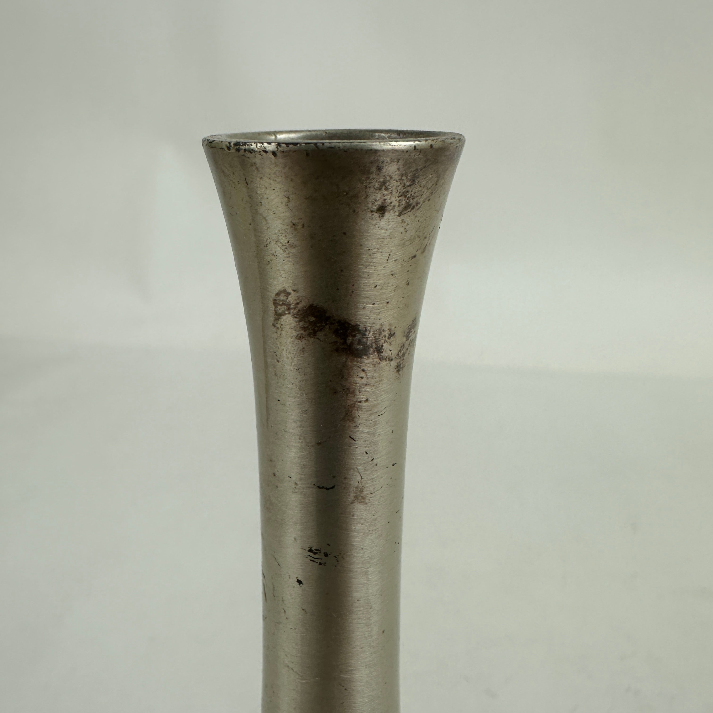 Japanese Copper Flower Vase Vtg Kabin Ikebana Arrangement Silver Unsigned FK110