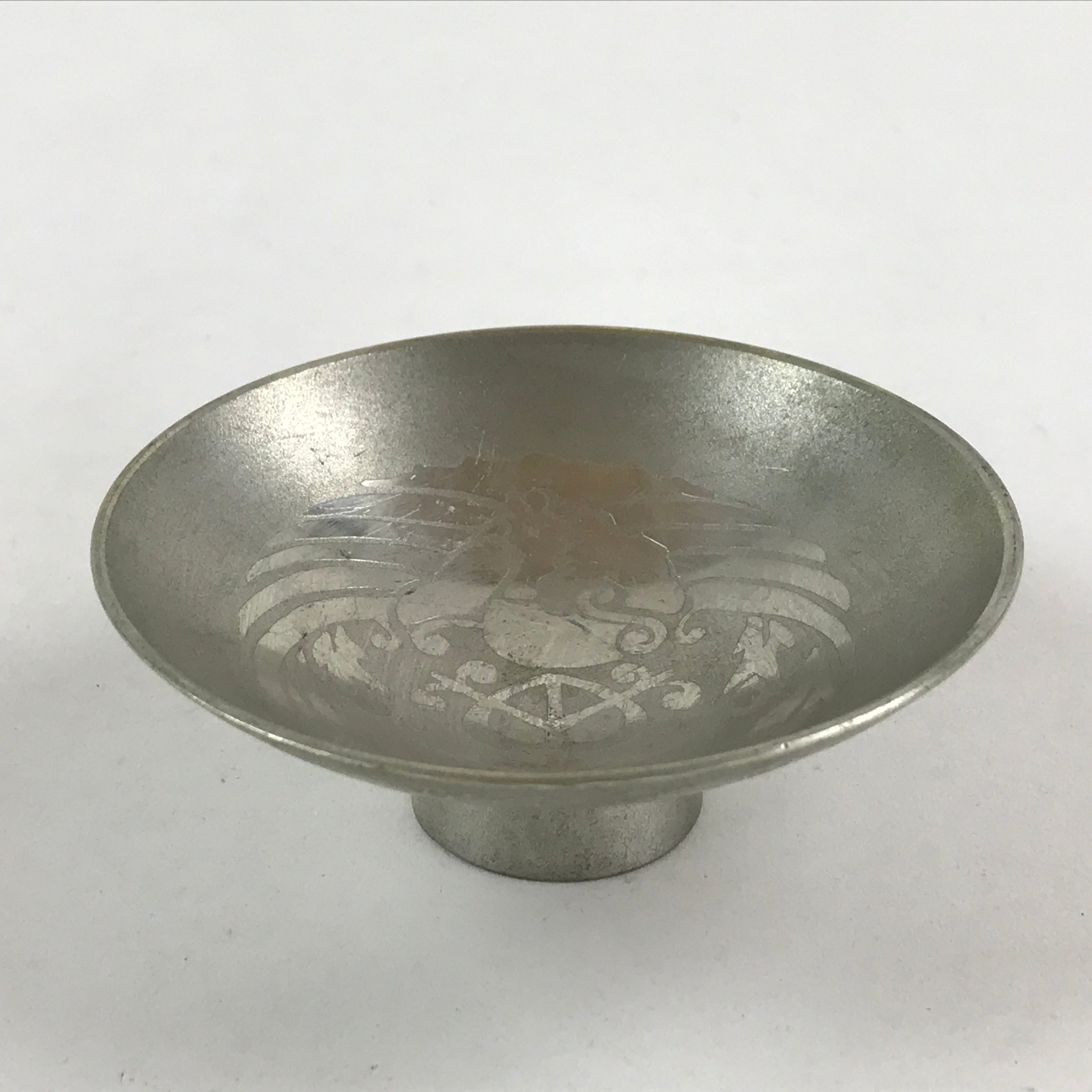 Japanese Copper Silver Plated Sake Cup Sakazuki Vtg Guinomi Ochoko G95