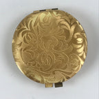 Japanese Cosmetics Powder Foundation Case Vtg Mirror Gold Make-up Sponge JK548