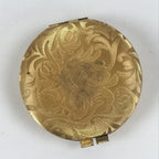 Japanese Cosmetics Powder Foundation Case Vtg Mirror Gold Make-up Sponge JK548