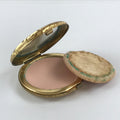 Japanese Cosmetics Powder Foundation Case Vtg Mirror Gold Make-up Sponge JK548