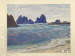 Japanese Costal Beach Scenery Pastel Drawing Art Signed Yoshihiro Hagino FL324