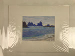 Japanese Costal Beach Scenery Pastel Drawing Art Signed Yoshihiro Hagino FL324
