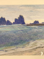 Japanese Costal Beach Scenery Pastel Drawing Art Signed Yoshihiro Hagino FL324