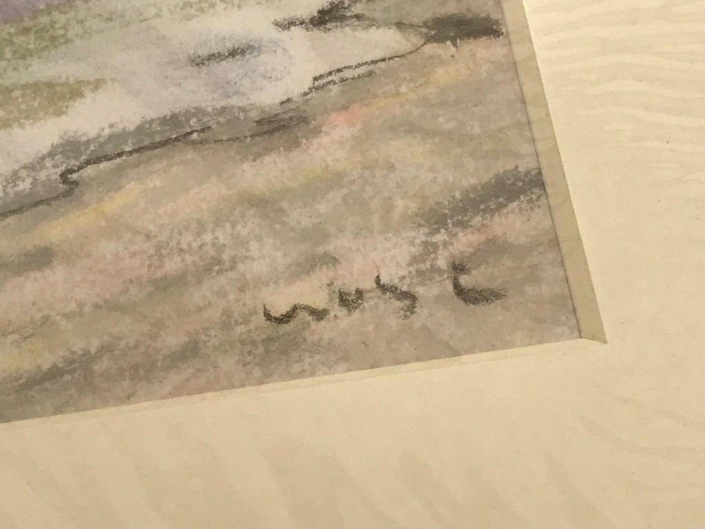 Japanese Costal Beach Scenery Pastel Drawing Art Signed Yoshihiro Hagino FL324