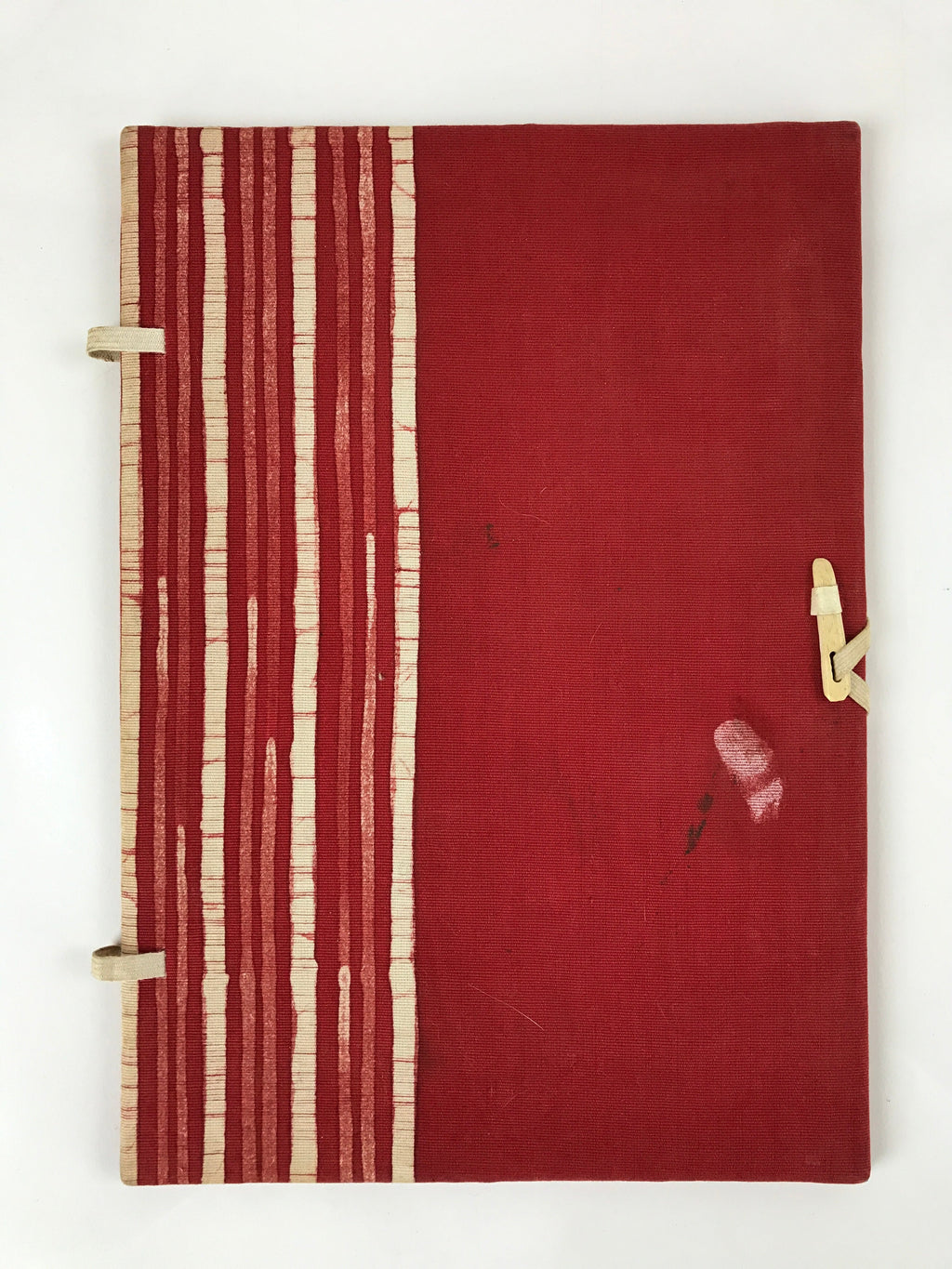 Japanese Cotton Fabric Sheet Music Book Folder Vtg Fuhonbasami Red Stripe KB80