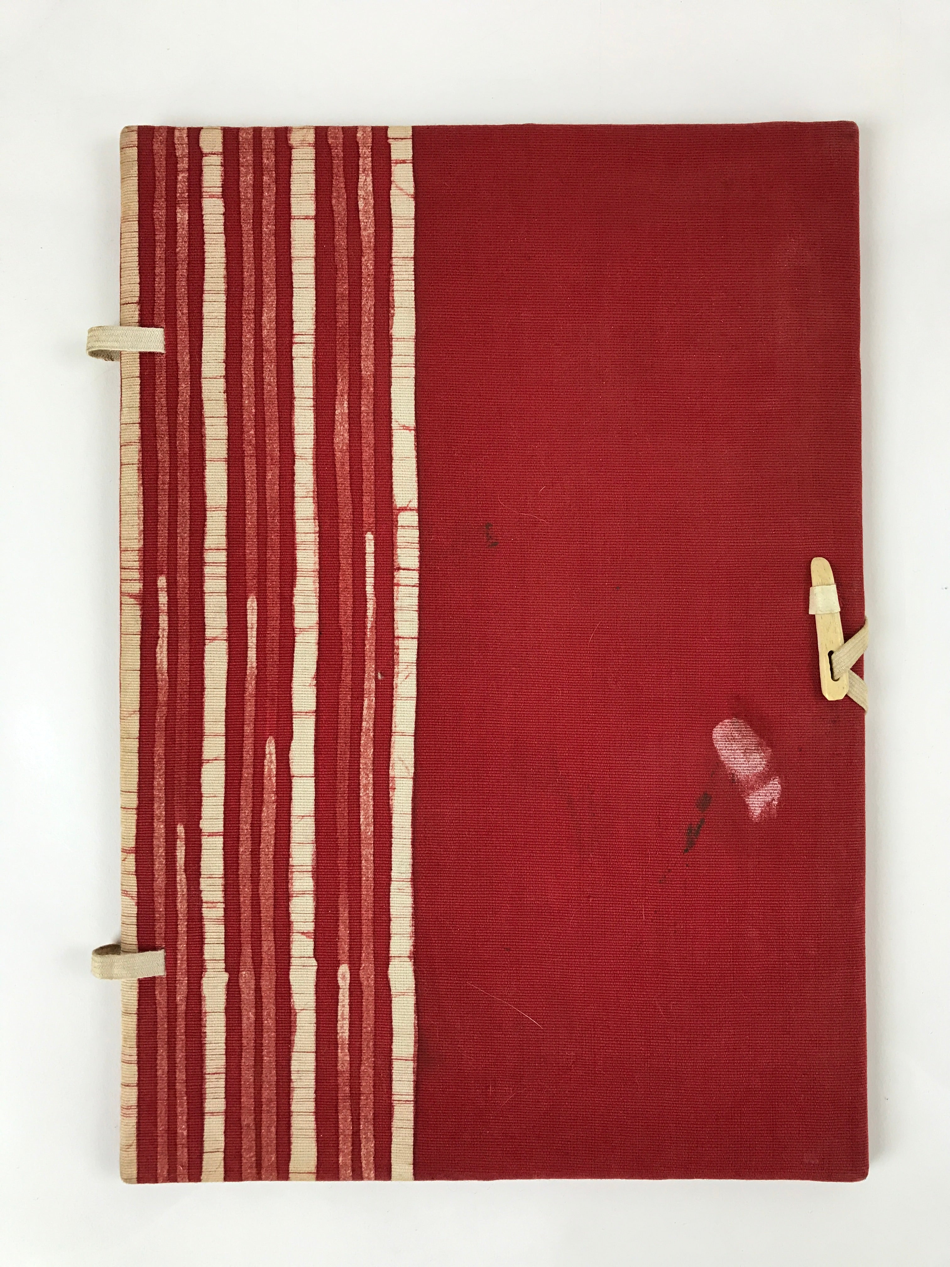 Japanese Cotton Fabric Sheet Music Book Folder Vtg Fuhonbasami Red Stripe KB80