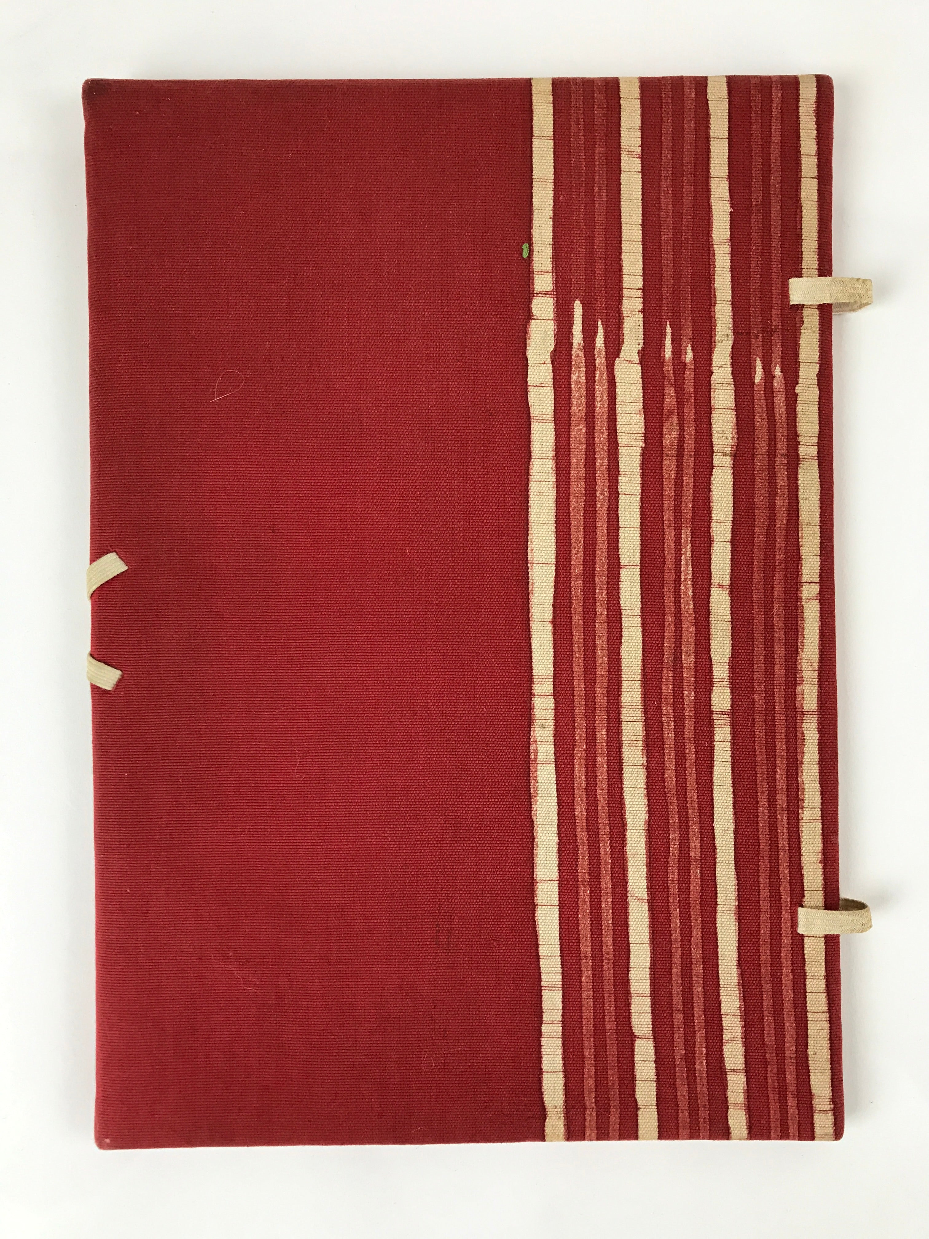 Japanese Cotton Fabric Sheet Music Book Folder Vtg Fuhonbasami Red Stripe KB80