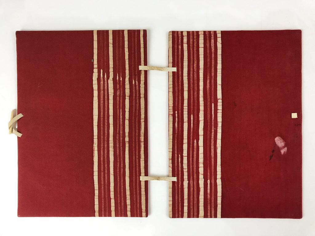 Japanese Cotton Fabric Sheet Music Book Folder Vtg Fuhonbasami Red Stripe KB80