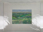 Japanese Countryside Hills Landscape Pastel Drawing Original Art Unsigned FL298