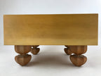 Japanese Covered Wooden Go Board Vtg Igo Game Table Goban Leg 19X19 Grid GB89