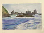 Japanese Crashing Coastal Waves Pastel Drawing Art Signed Yoshihiro Hagino FL327