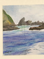Japanese Crashing Coastal Waves Pastel Drawing Art Signed Yoshihiro Hagino FL327