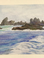 Japanese Crashing Coastal Waves Pastel Drawing Art Signed Yoshihiro Hagino FL327
