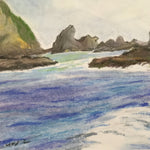 Japanese Crashing Coastal Waves Pastel Drawing Art Signed Yoshihiro Hagino FL327