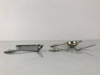 Japanese Cutlery Set Vtg Metal Spoons Forks Strainer Bowl Wood Box Floral JK926