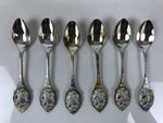Japanese Cutlery Set Vtg Metal Spoons Forks Strainer Bowl Wood Box Floral JK926