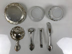Japanese Cutlery Set Vtg Metal Spoons Forks Strainer Bowl Wood Box Floral JK926