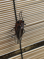 Japanese Decorative Bamboo Screen Summer Display Vtg Cicada Sound Black JK862