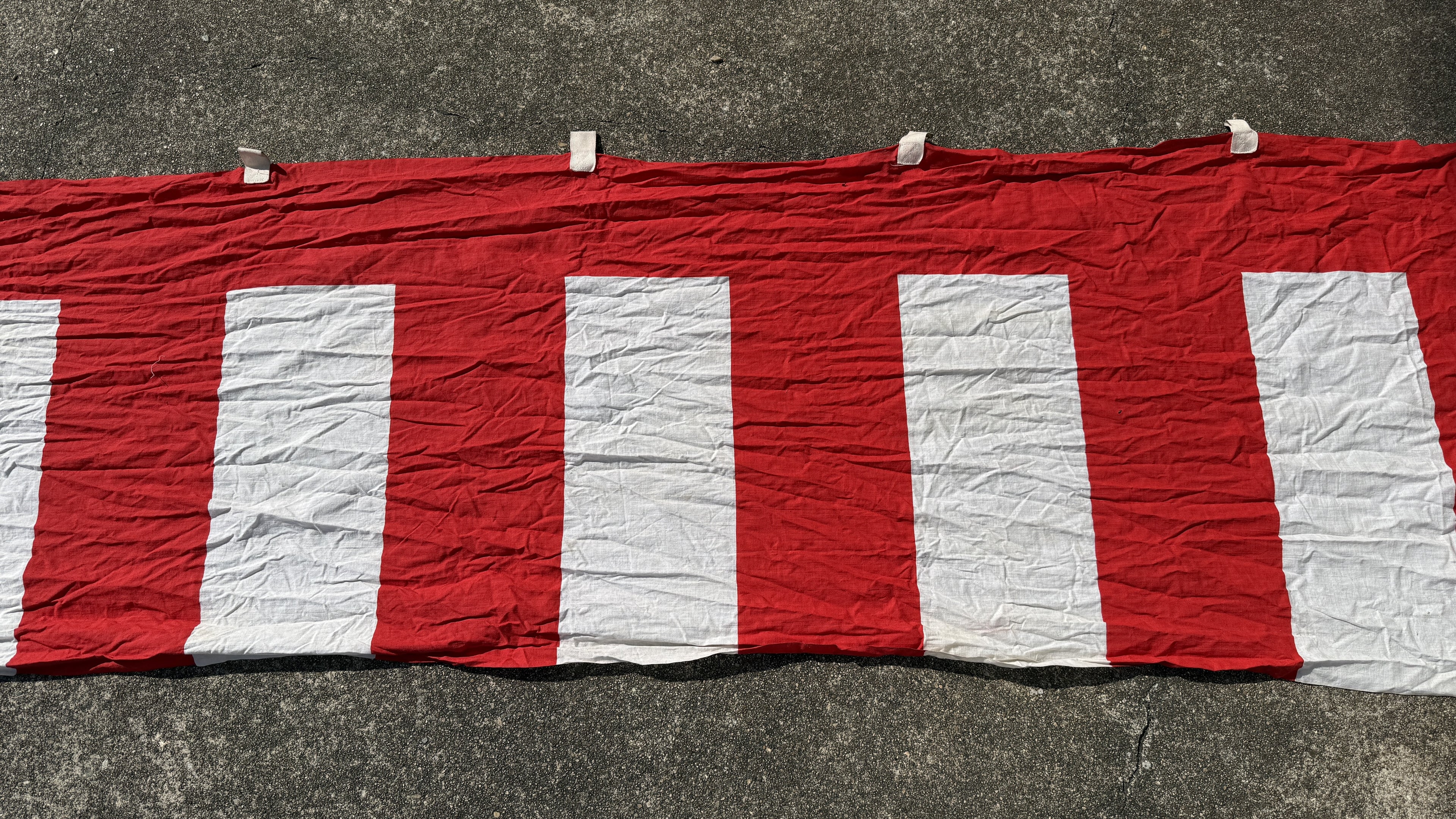 Japanese Decorative Curtain Kohakumaku Vtg Noren Red White Stripes Fabric MK42