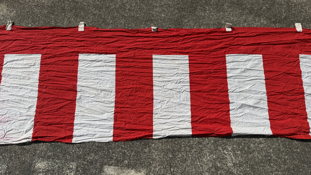 Japanese Decorative Curtain Kohakumaku Vtg Noren Red White Stripes Fabric MK42