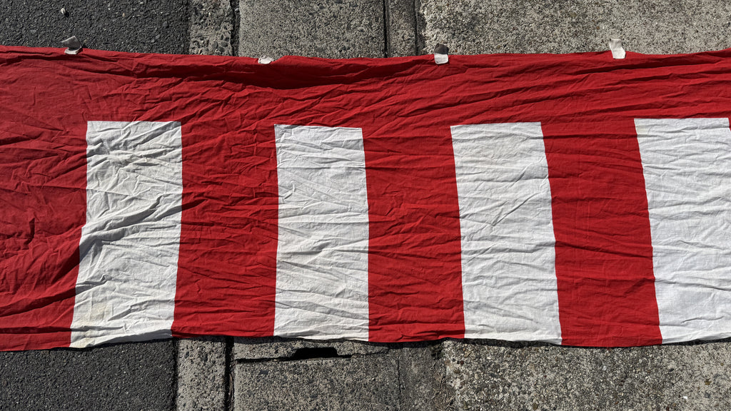 Japanese Decorative Curtain Kohakumaku Vtg Noren Red White Stripes Fabric MK42