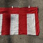 Japanese Decorative Curtain Kohakumaku Vtg Noren Red White Stripes Fabric MK44