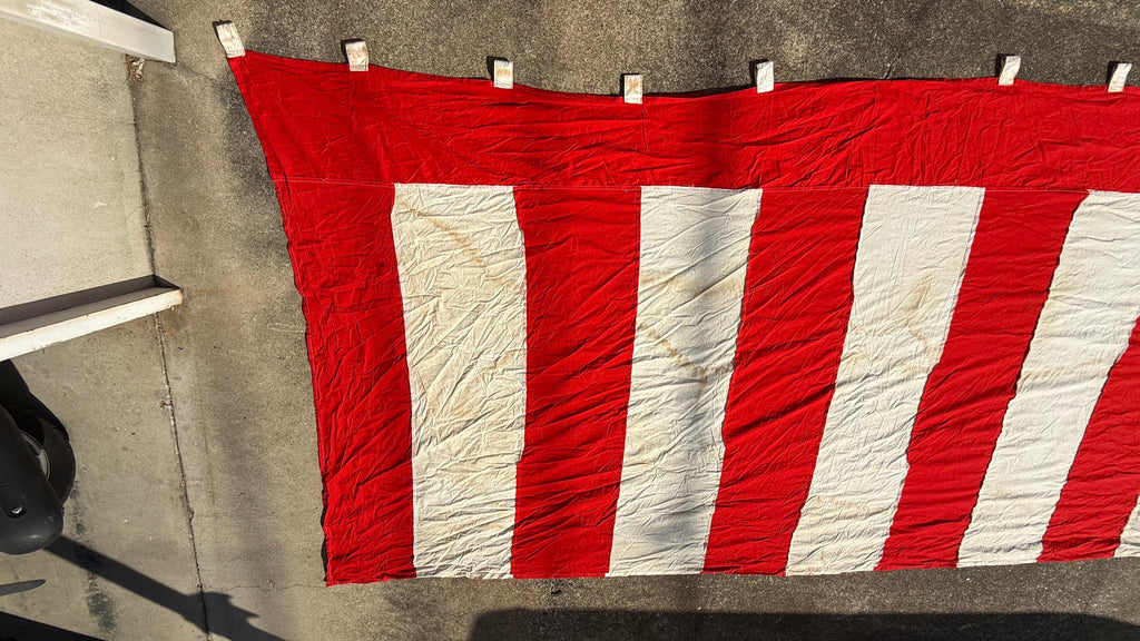 Japanese Decorative Divider Curtain Kohakumaku Vtg Noren Red White Fabric MK41
