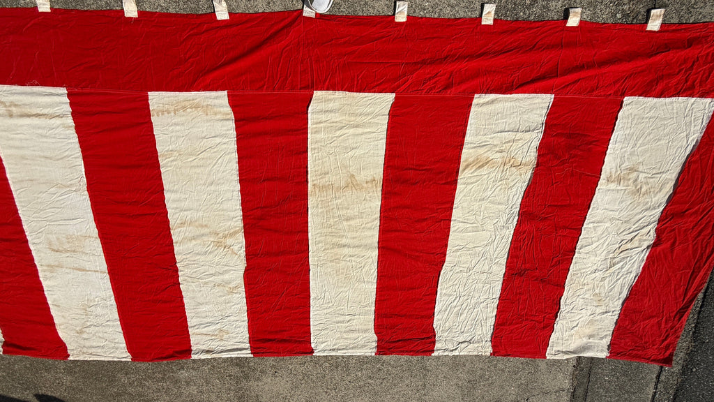 Japanese Decorative Divider Curtain Kohakumaku Vtg Noren Red White Fabric MK41