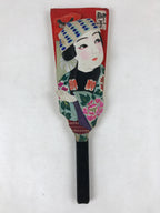 Japanese Decorative Wooden Paddle Hagoita Vtg 2 Shuttlecocks New Years JK620