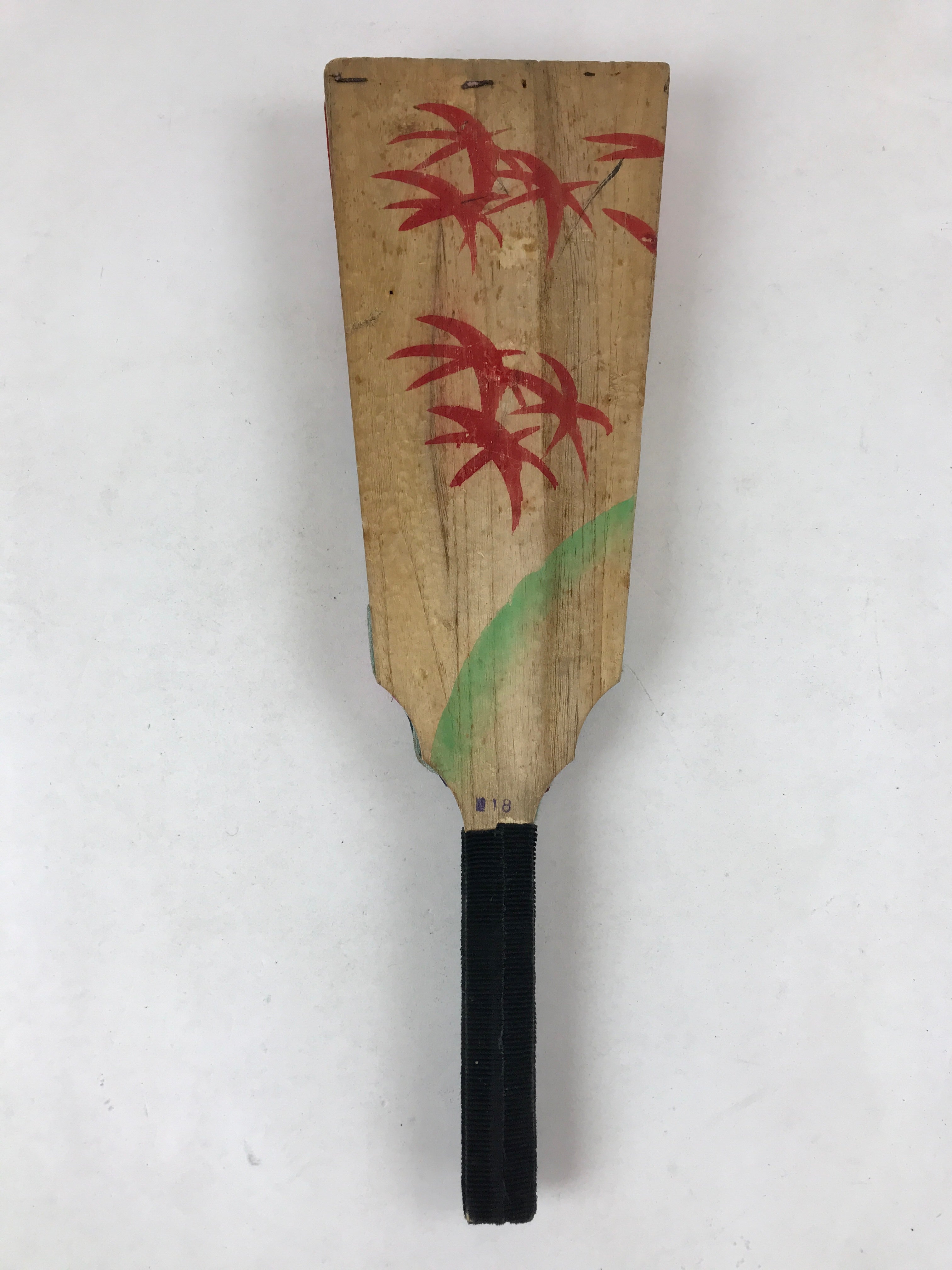Japanese Decorative Wooden Paddle Hagoita Vtg 2 Shuttlecocks New Years JK620
