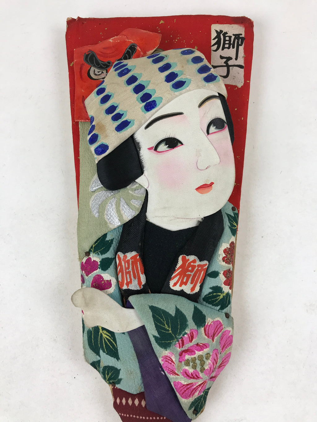Japanese Decorative Wooden Paddle Hagoita Vtg 2 Shuttlecocks New Years JK620