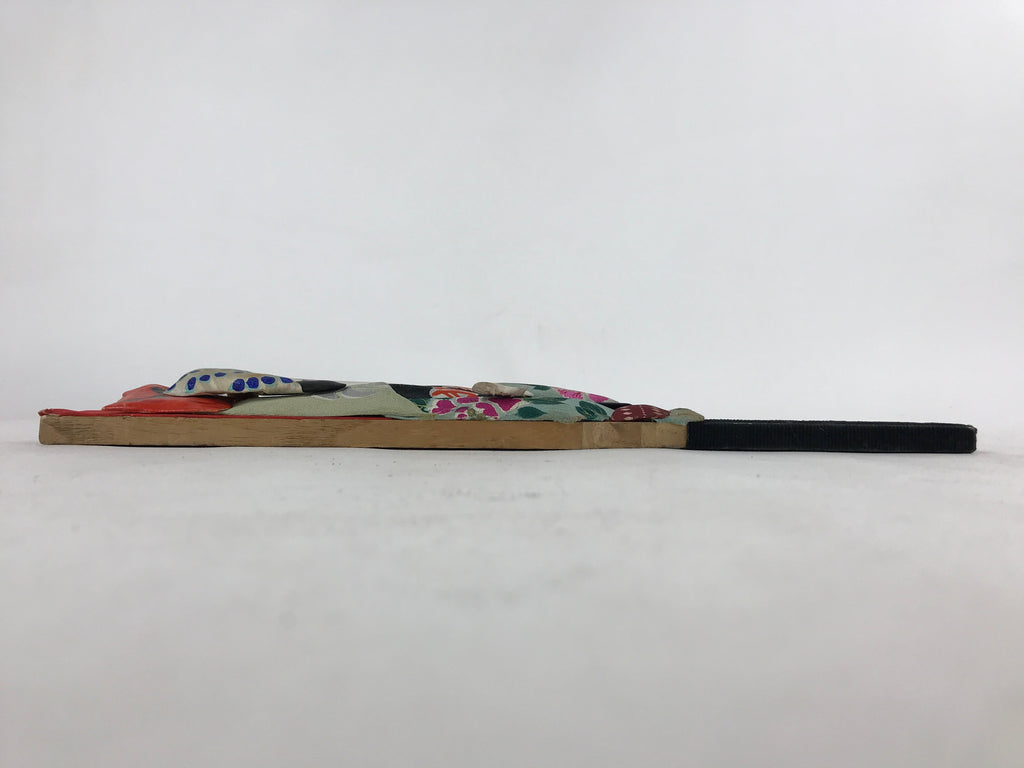 Japanese Decorative Wooden Paddle Hagoita Vtg 2 Shuttlecocks New Years JK620