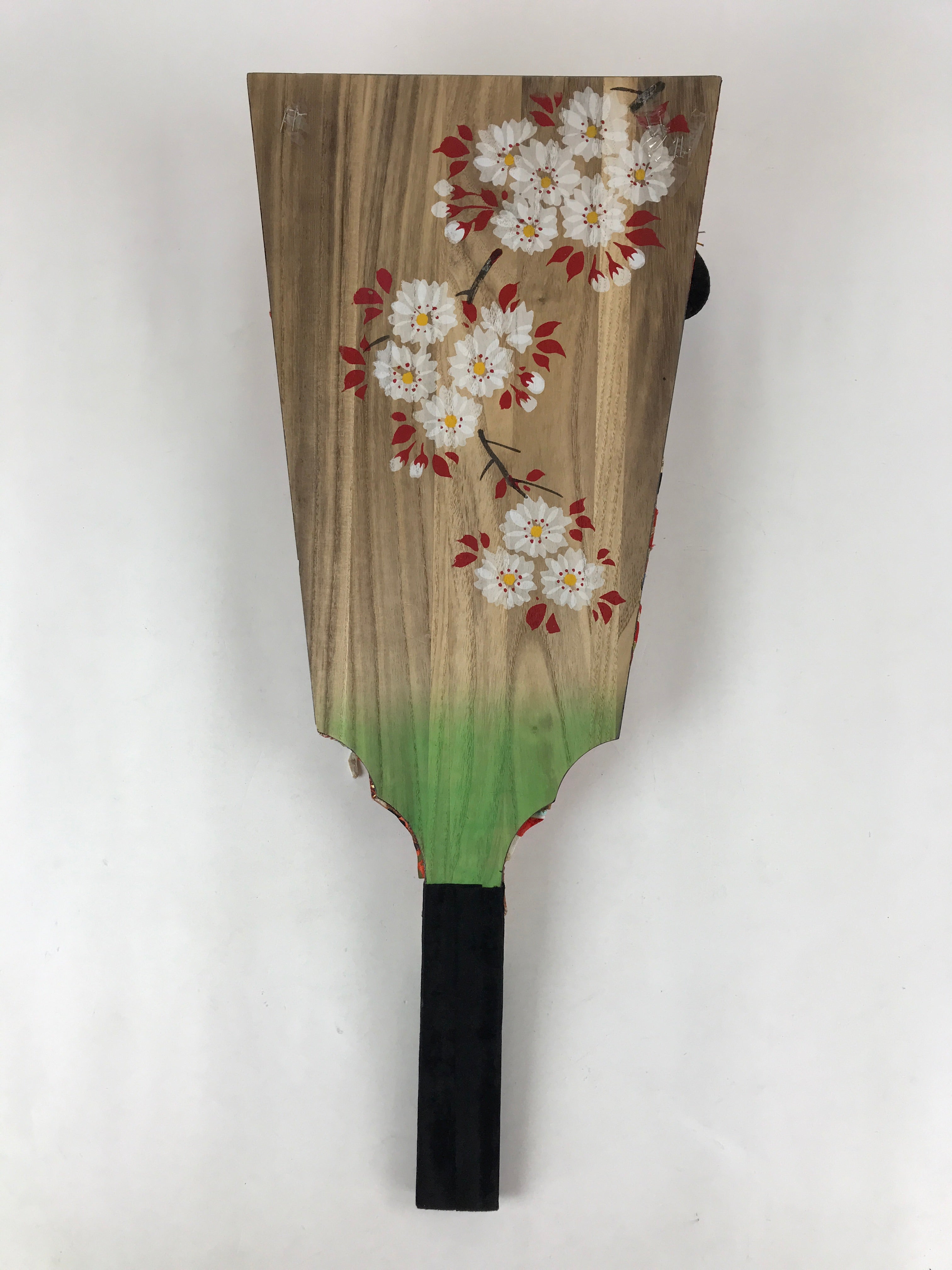 Japanese Decorative Wooden Paddle Hagoita Vtg Geisha Kimono New Years Game JK623