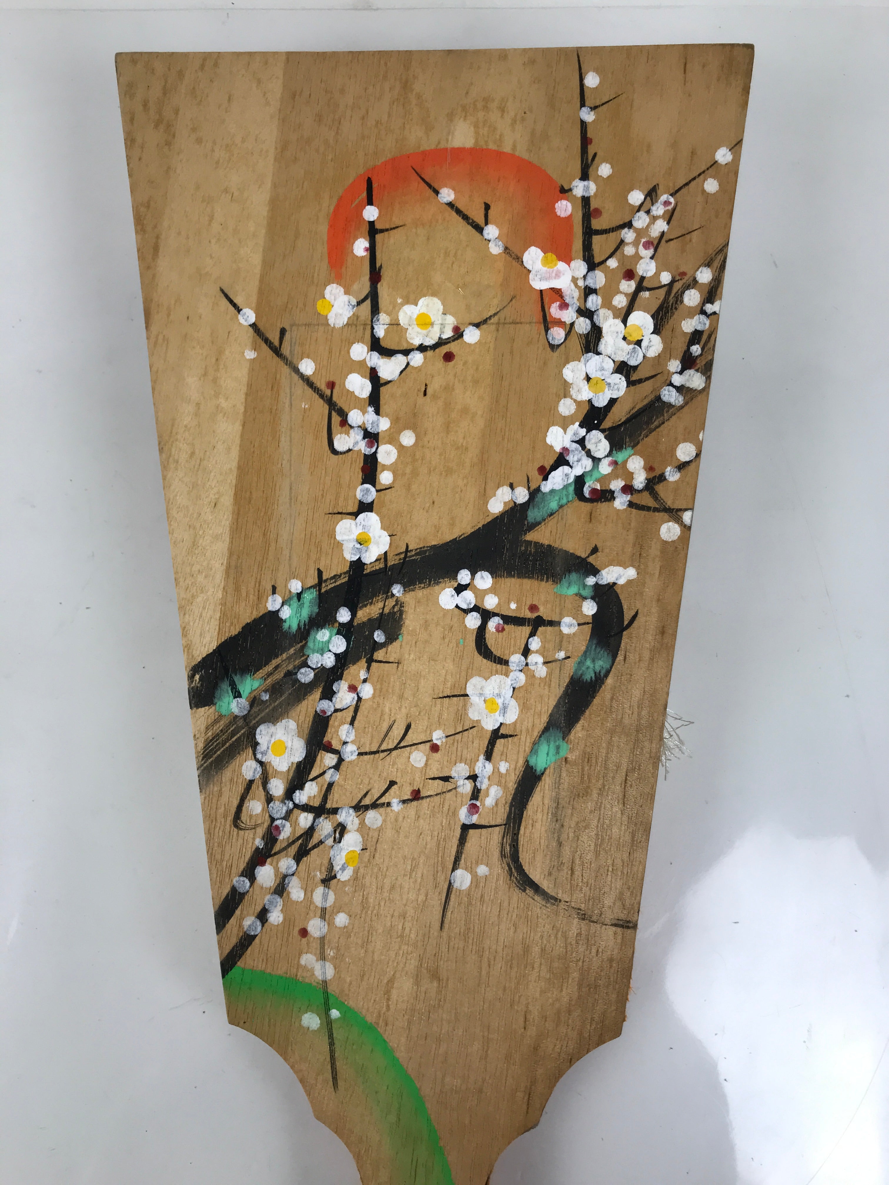 Japanese Decorative Wooden Paddle Hagoita Vtg Geisha Kimono New Years Game JK867