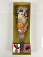 Japanese Decorative Wooden Paddle Hagoita Vtg Kimono Geisha New Years Day PX635