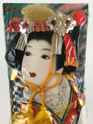 Japanese Decorative Wooden Paddle Hagoita Vtg Kimono Geisha New Years Day PX635