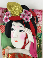 Japanese Decorative Wooden Paddle Hagoita Vtg Kimono Geisha New Years Play JK526