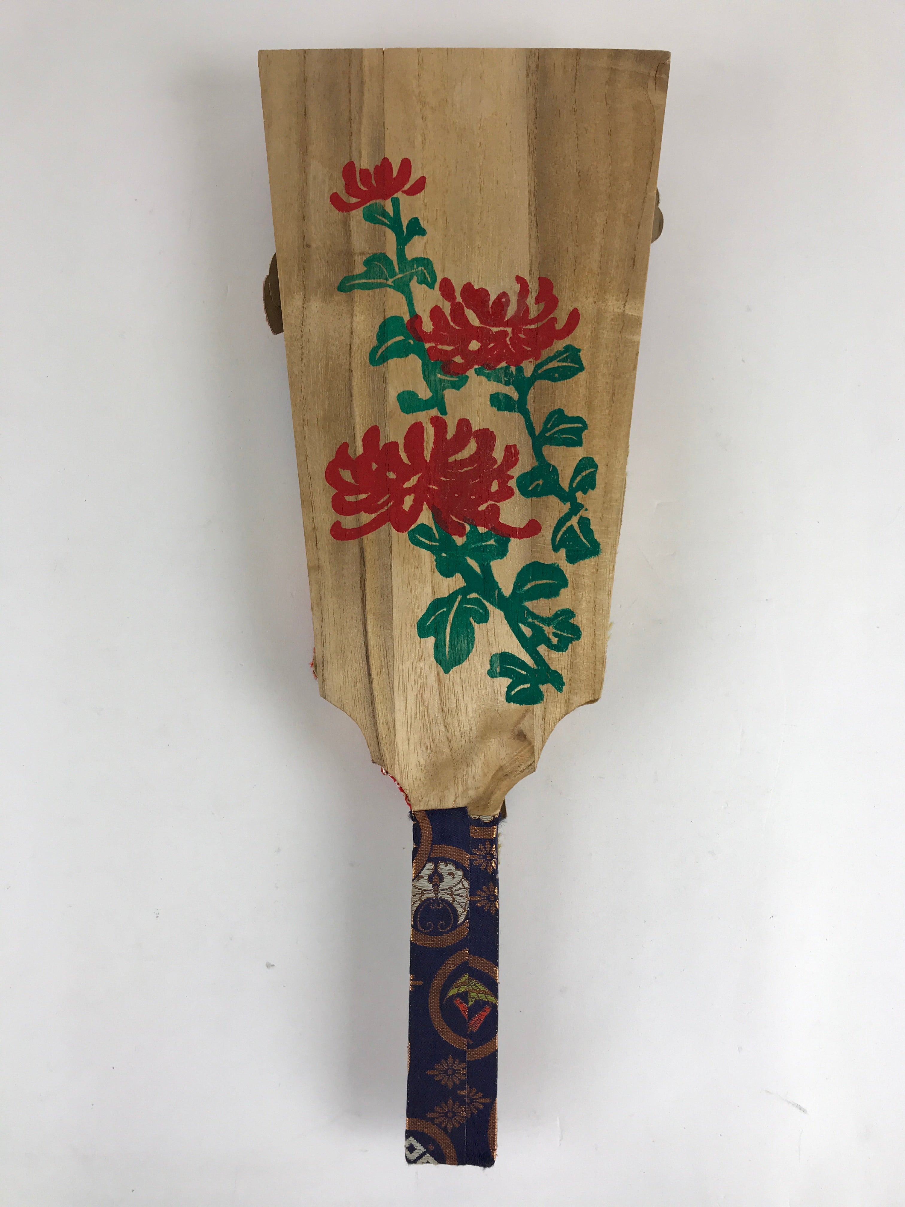 Japanese Decorative Wooden Paddle Hagoita Vtg Kimono Geisha New Years Play JK555