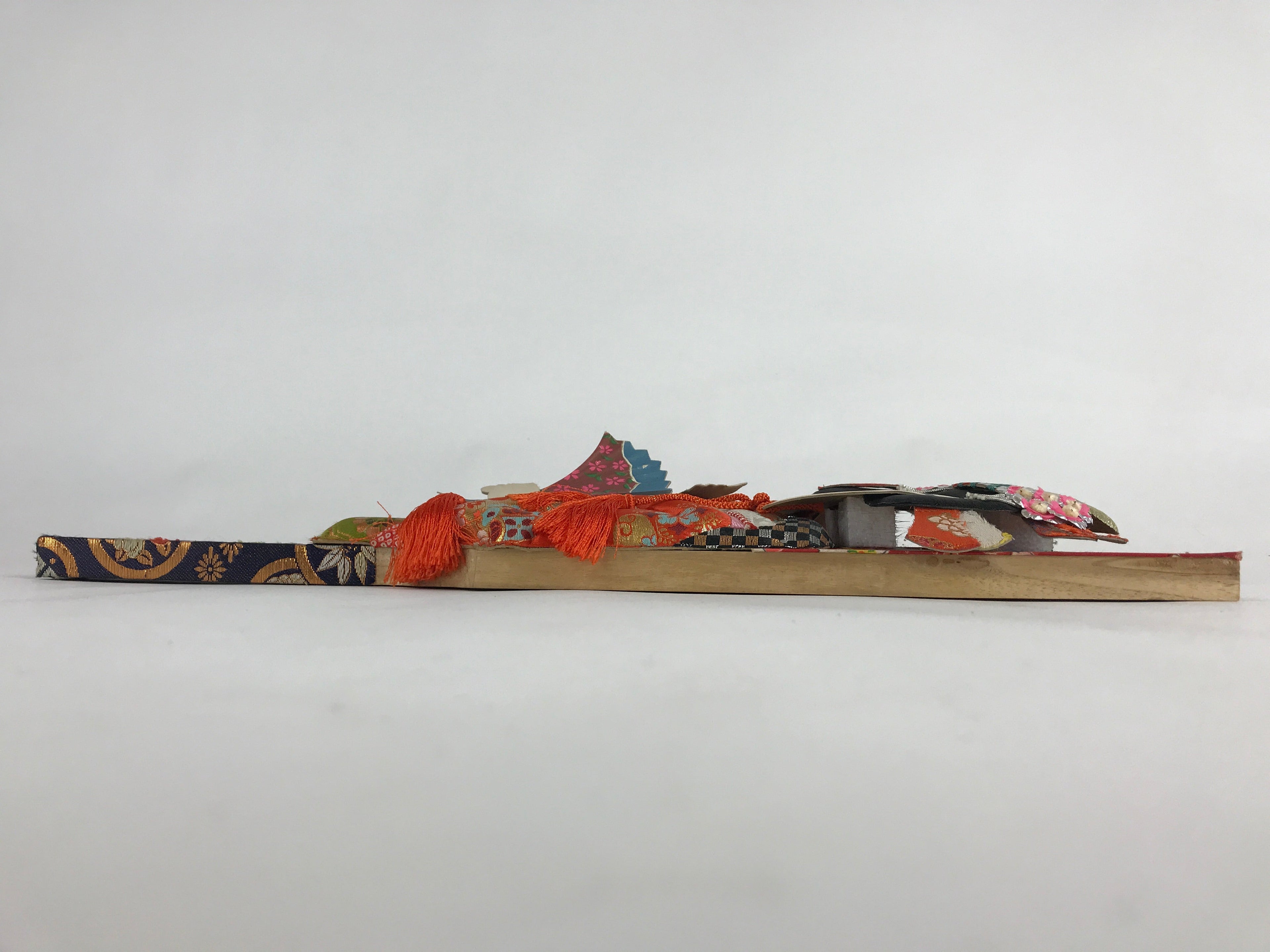 Japanese Decorative Wooden Paddle Hagoita Vtg Kimono Geisha New Years Play JK555