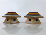 Japanese Diamond Shape Mochi Rice Cake Stands Vtg Hina Doll Accessory Wood ID610