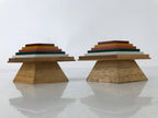 Japanese Diamond Shape Mochi Rice Cake Stands Vtg Hina Doll Accessory Wood ID610