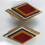 Japanese Diamond Shape Mochi Rice Cake Stands Vtg Hina Doll Accessory Wood ID610